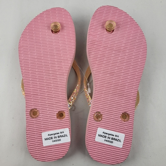 Havaianas Slim Gloss Light Pink Flip Flops Glitter Ballet Rose 6 - Picture 2 of 5
